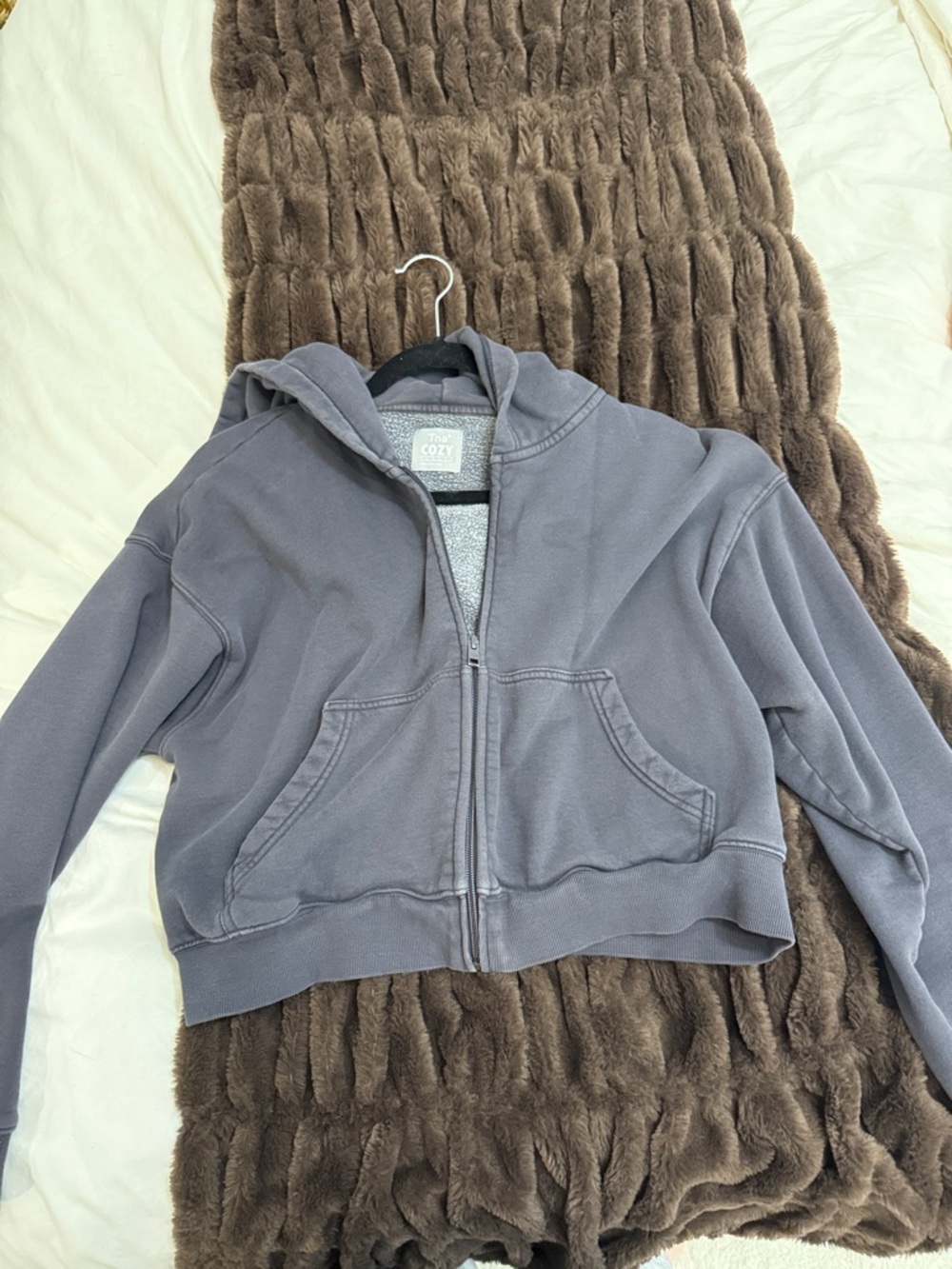 TNA Cozy Fleece Zip Hoodie in Charcoal Gray